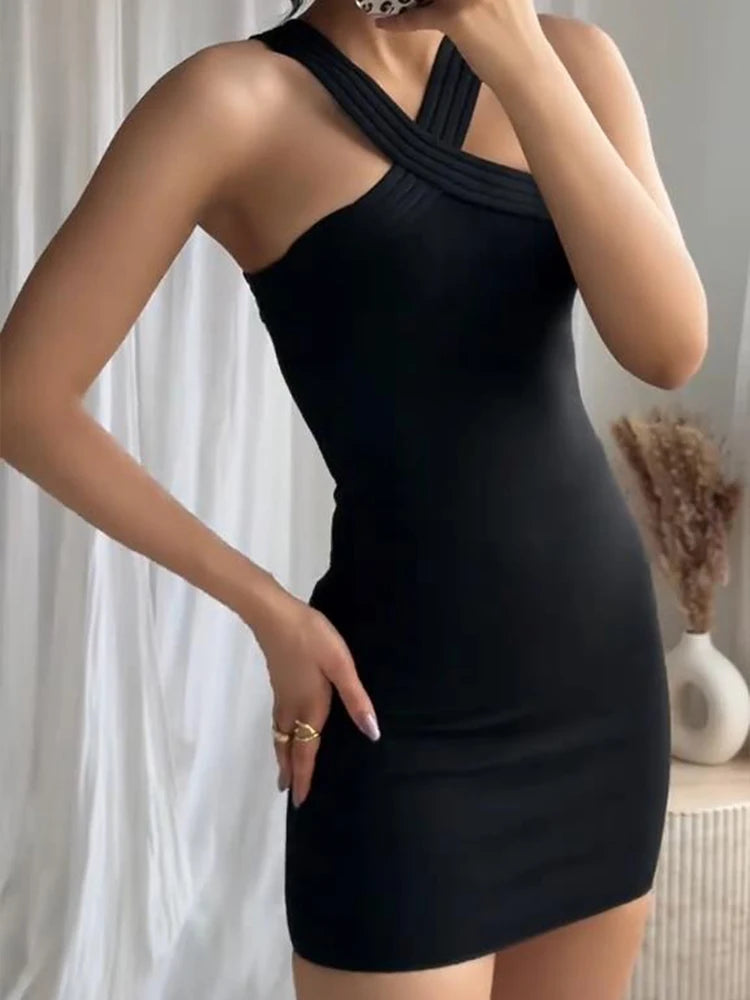 "Malibu Black" Slim Fit Backless Mini Dress