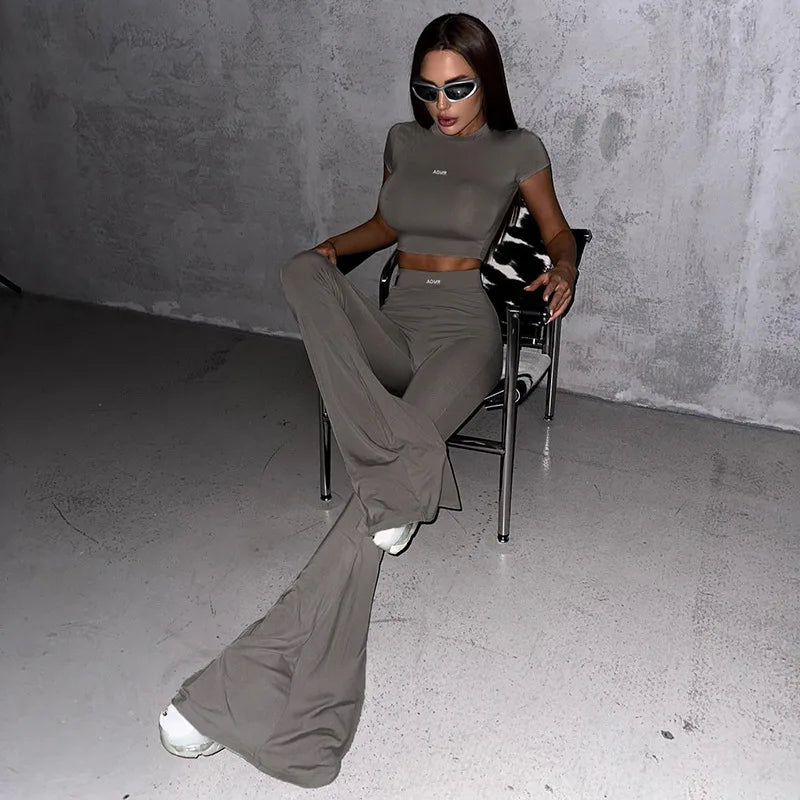"Mi AOMR" Women's Casual Y2K Style 2 Piece Matching Outfit Set