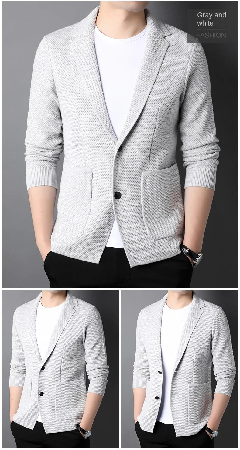 “Sophisticated”  Men’s Designer Knitted Slim Fit Cardigan