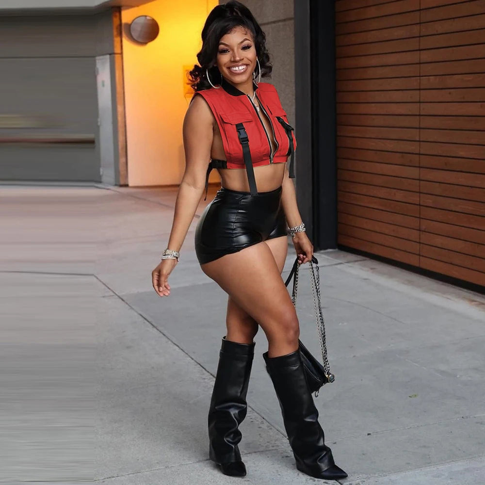 "Work It" Women's Sexy Sleeveless Cropped Waist Jacket