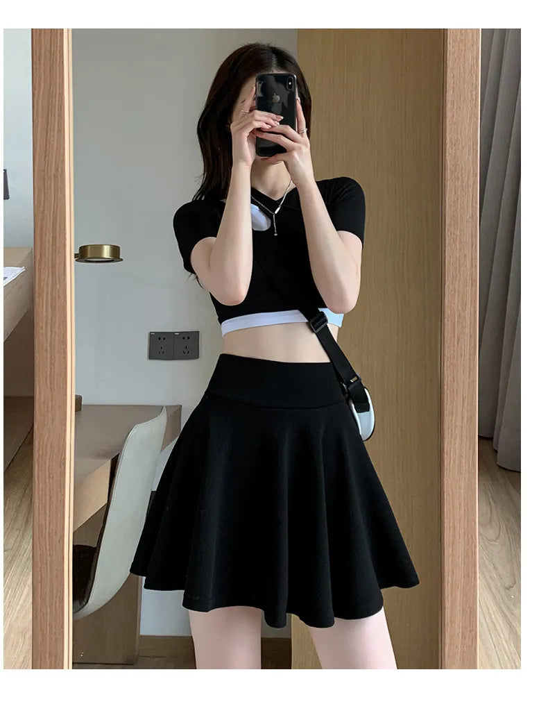 “Delicate” Women's Elastic Korean Style High Waist Mini Skirt