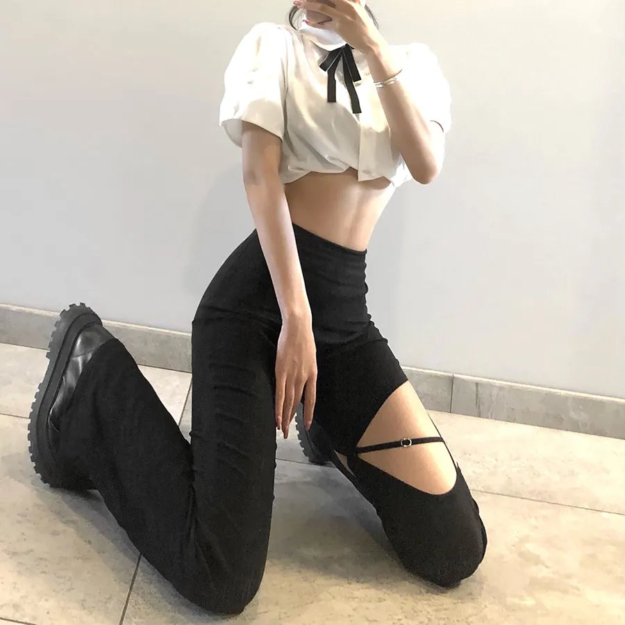 "Bing Bong" High Street Style High-Waist Flare Pants