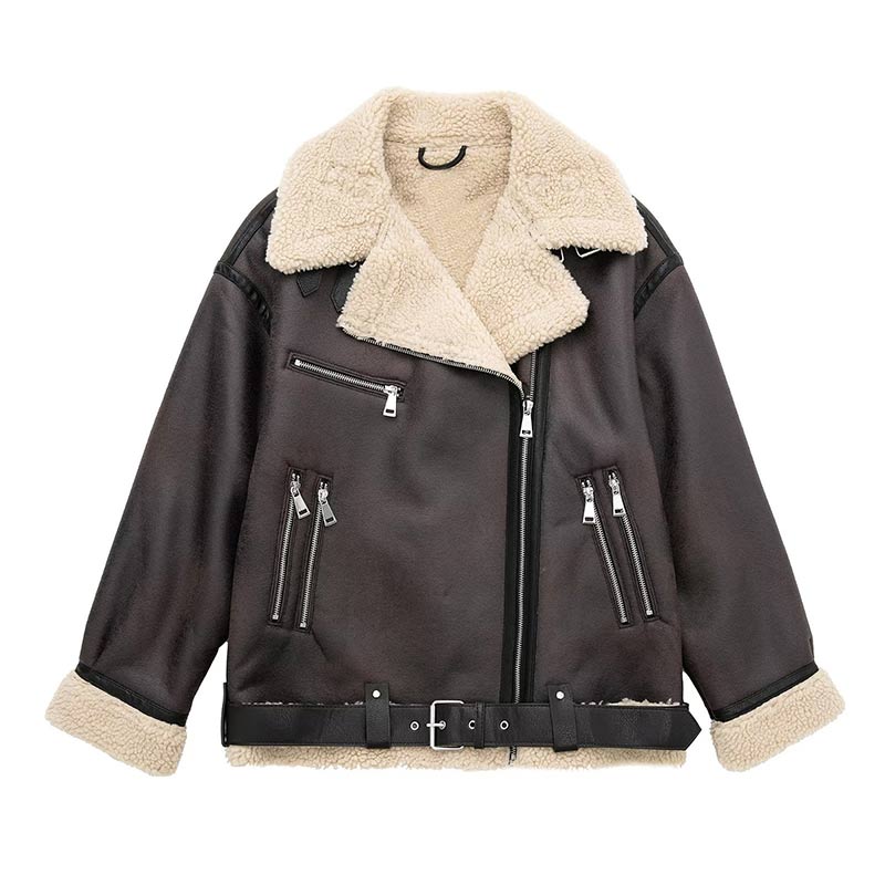 “Double Dutch” Casual Lambs Fur Leather Jacket