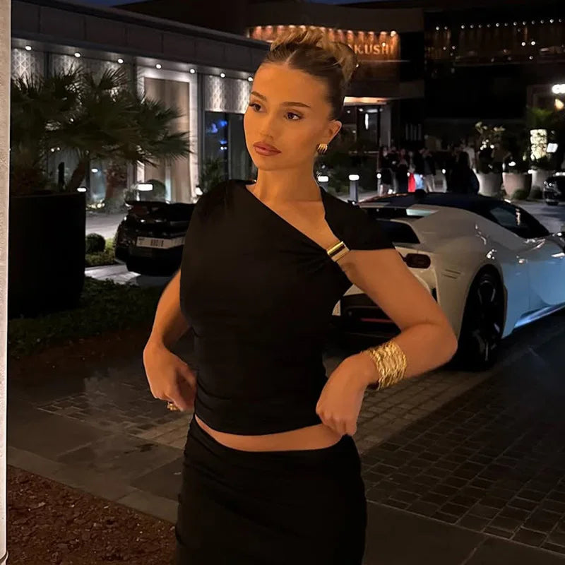 "Crazy In Love" Women's Backless Asymmetrical One Shoulder Crop Top