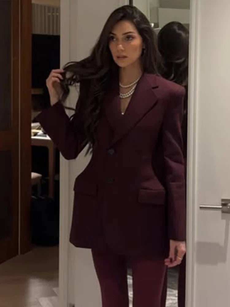"Delevigne" Women's Single Breasted Cinched Waist Designer Suit Jacket