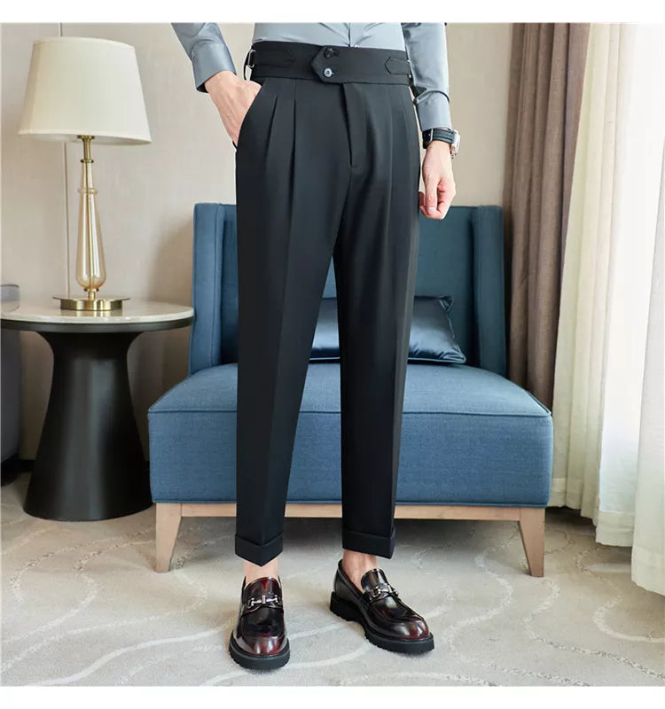 “Word Of Mouth” Men’s High Waist Designer Slim Fit Business Casual Dress Pants