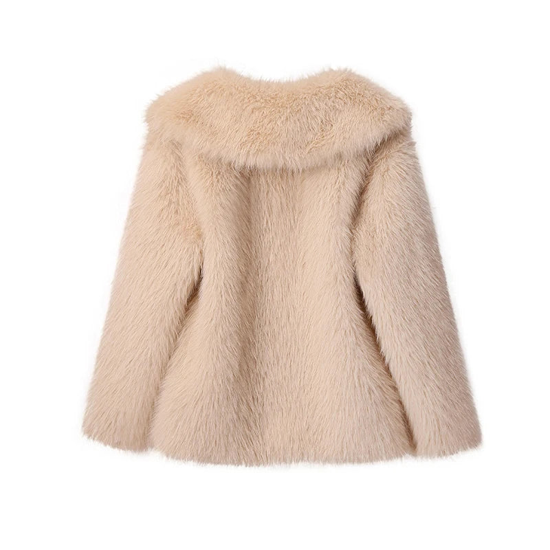 “Nepo Baby” Women’s Loose Oversized Fluffy Faux Fur Overcoat