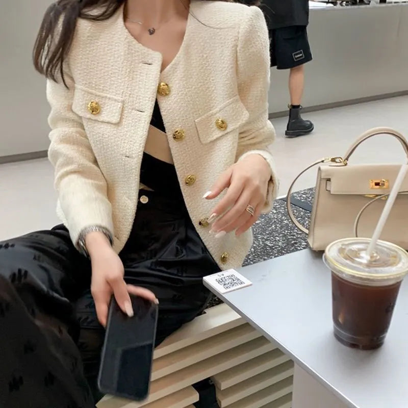 “Juliette” Women’s Elegant Button Up Tweed Jacket