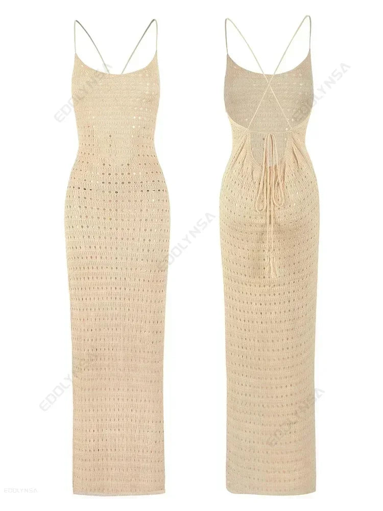 "June" Knitted Backless Bodycon Maxi Dress