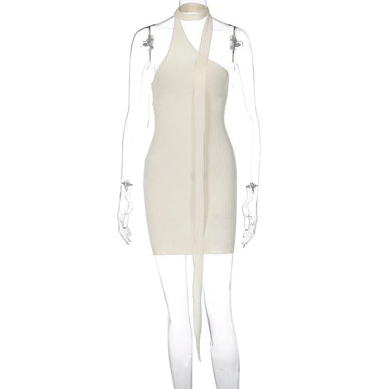 “Elouise” Women’s Backless Knitted Bodycon Mini Dress