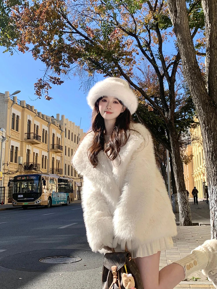 "Milan" Women's Designer Oversized Thick Fox Fur Coat
