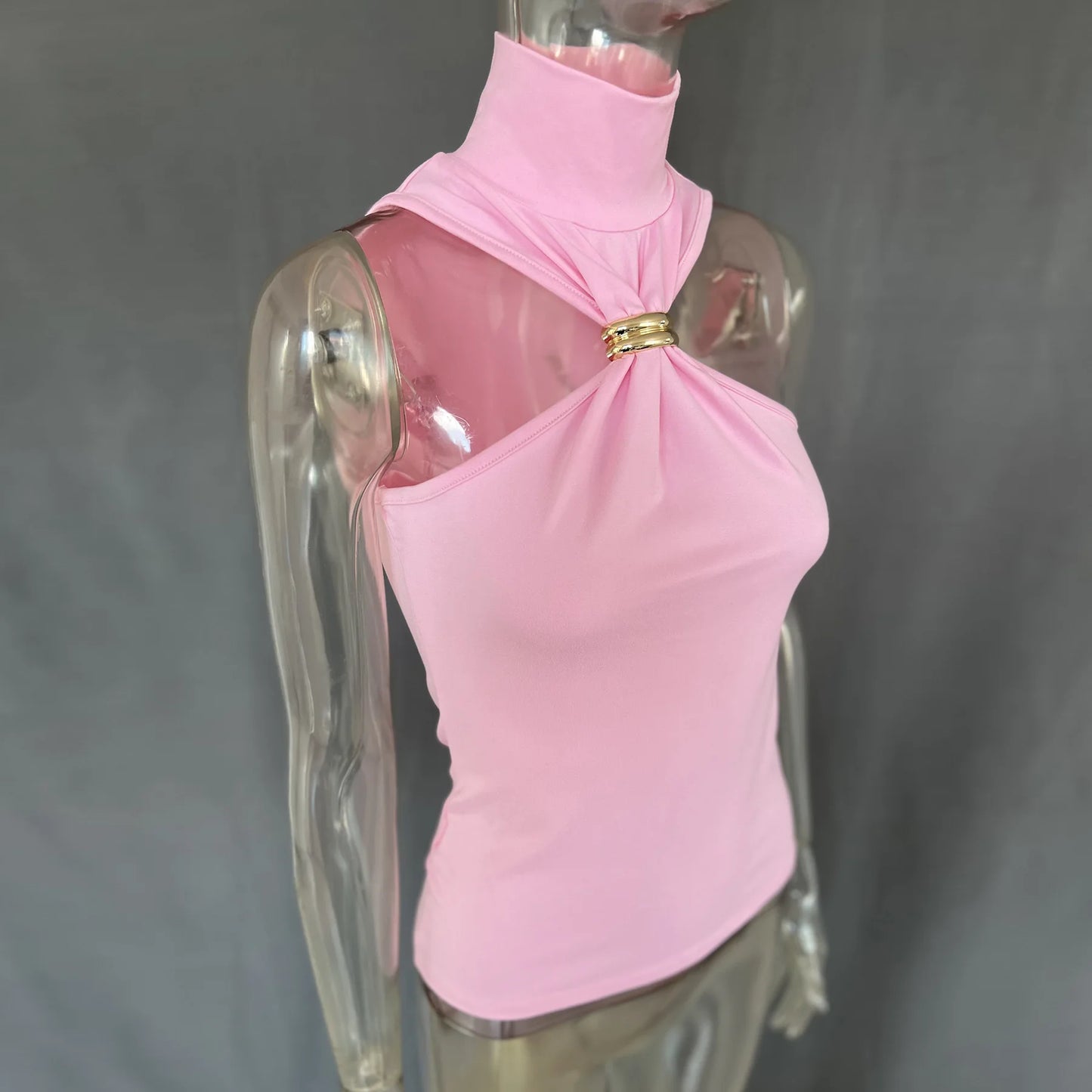 "Mrs. Banks" Women's Elegant Sleeveless Turtleneck Top