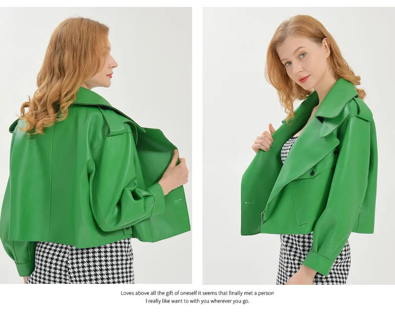 “Diamond” Women’s Sheepskin Designer Leather Jacket