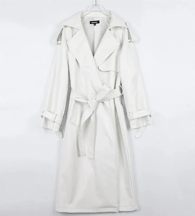 ”Lead Me On” Long Sleeve Designer Leather Trench Coat