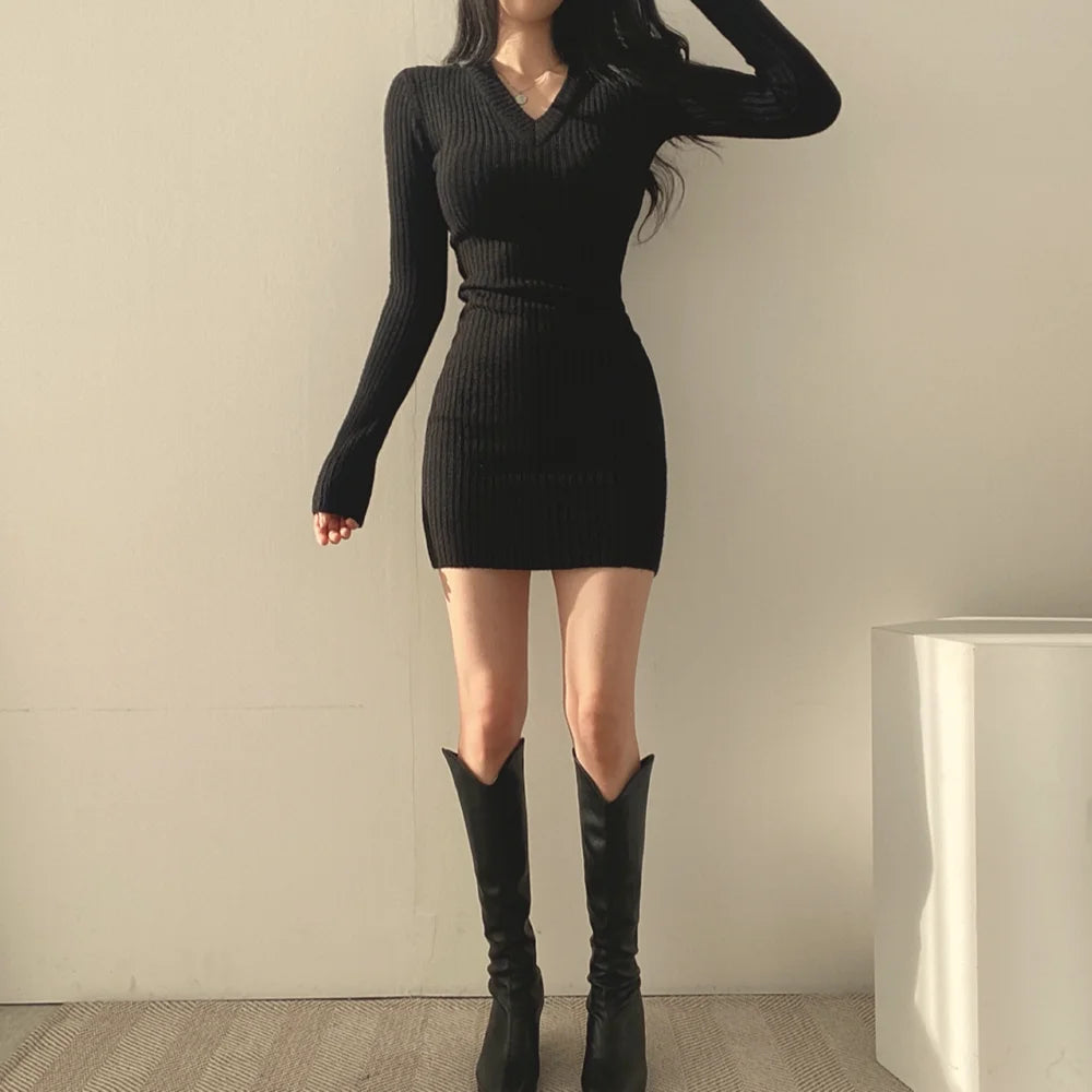 “Not So Innocent” Women’s Long Sleeve Knitted  Sweater Dress