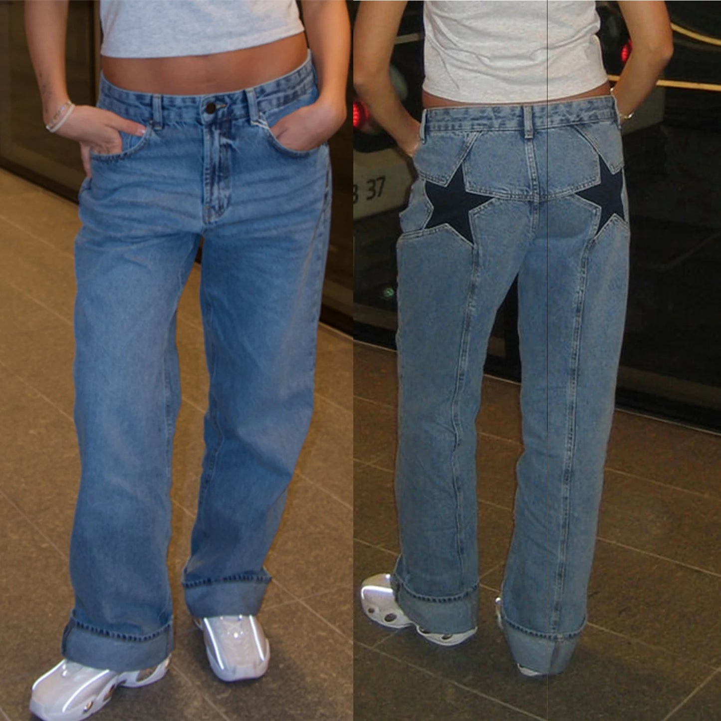 "Party Like A Rockstar" Women's Vintage Y2K Style Low Waist Jeans