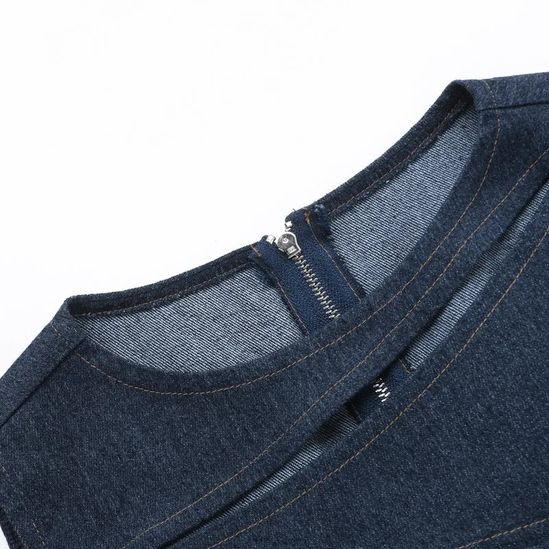 "Valley" Women's Sleeveless Round Neck Denim Vest