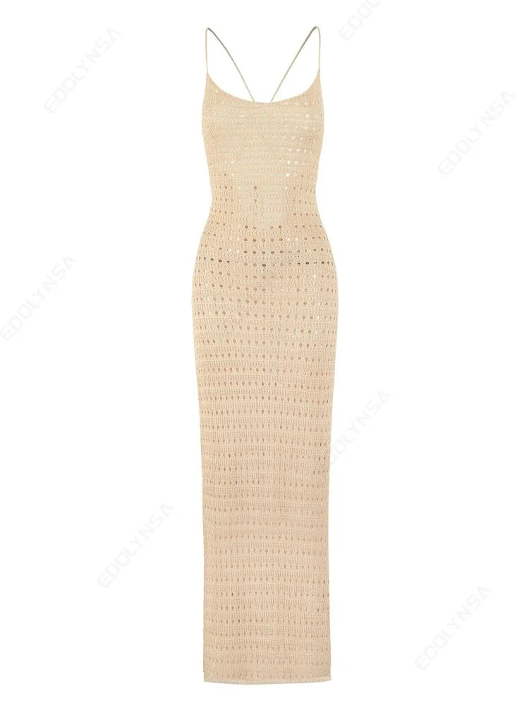 "June" Knitted Backless Bodycon Maxi Dress