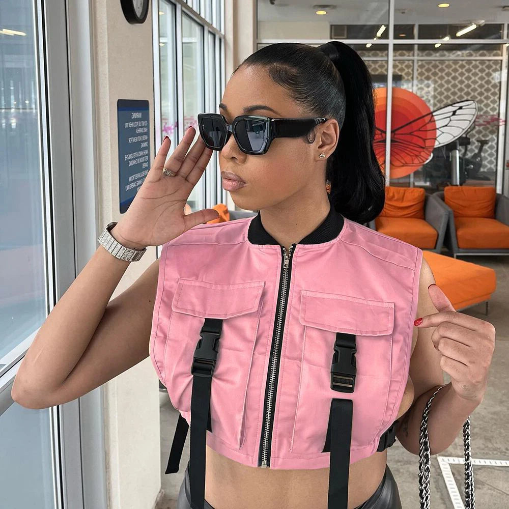 "Work It" Women's Sexy Sleeveless Cropped Waist Jacket