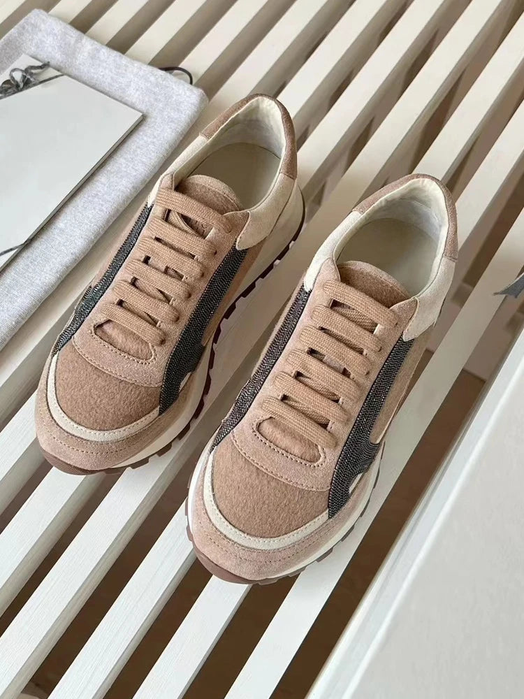 “Elisia” Women’s Italian Catskin Stitch Sneakers