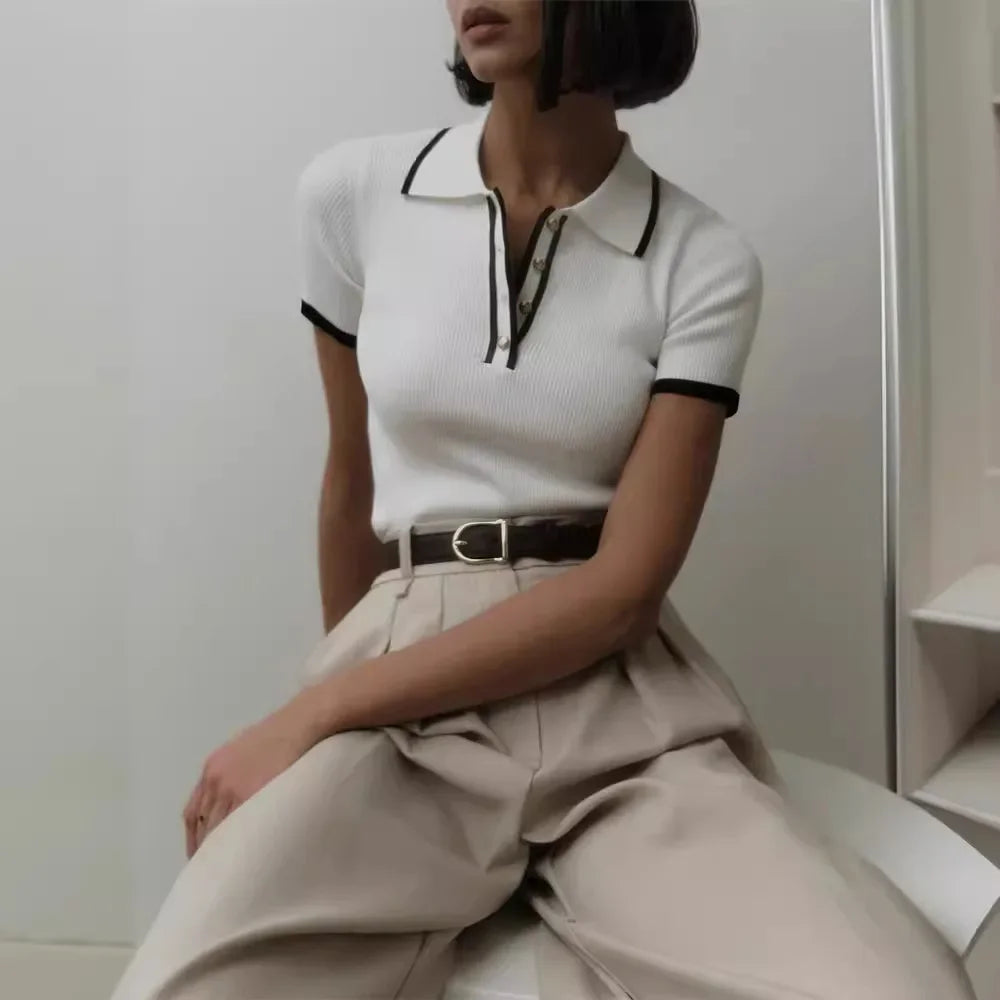 "Breeze" Women's Short Sleeve Knitted Polo Shirt