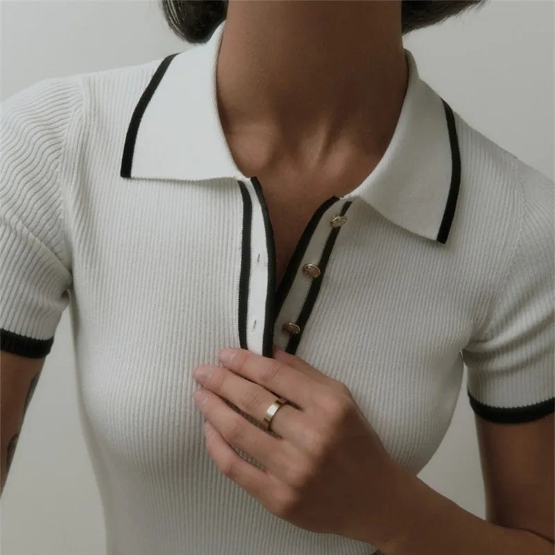 "Breeze" Women's Short Sleeve Knitted Polo Shirt