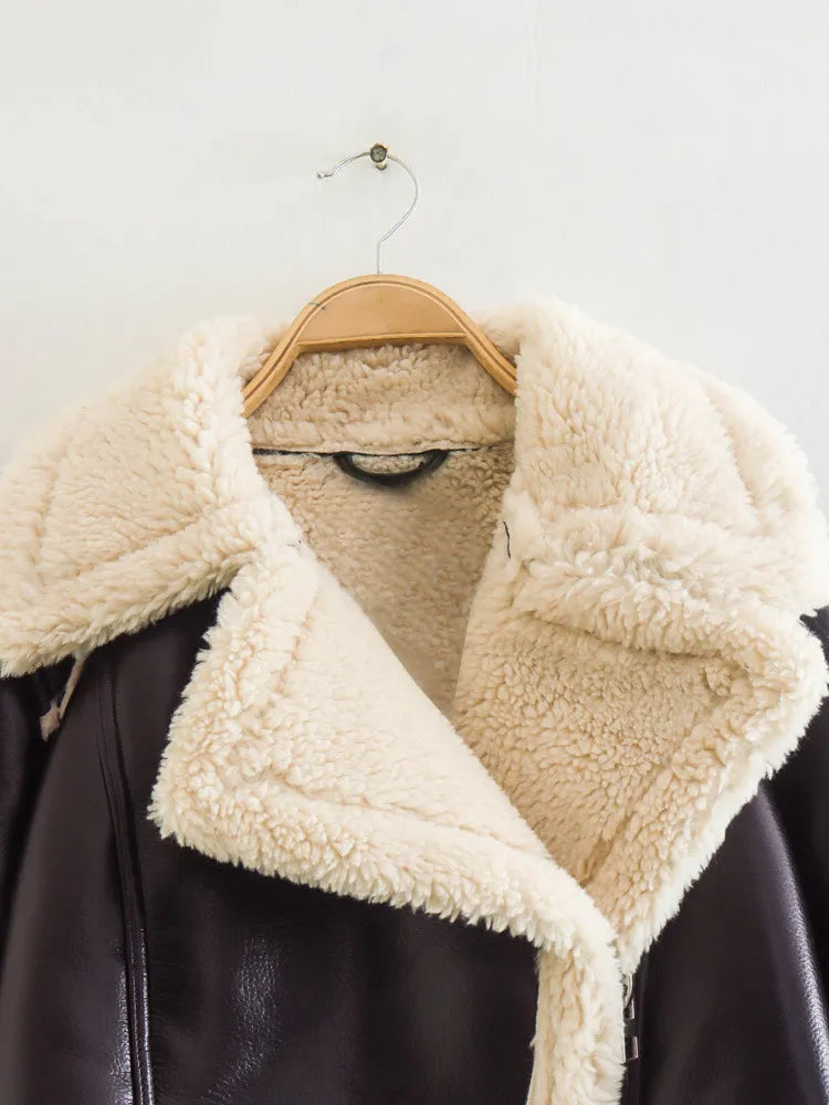 “Try Again” Women’s Vintage High Street Style Lambswool Winter Coat