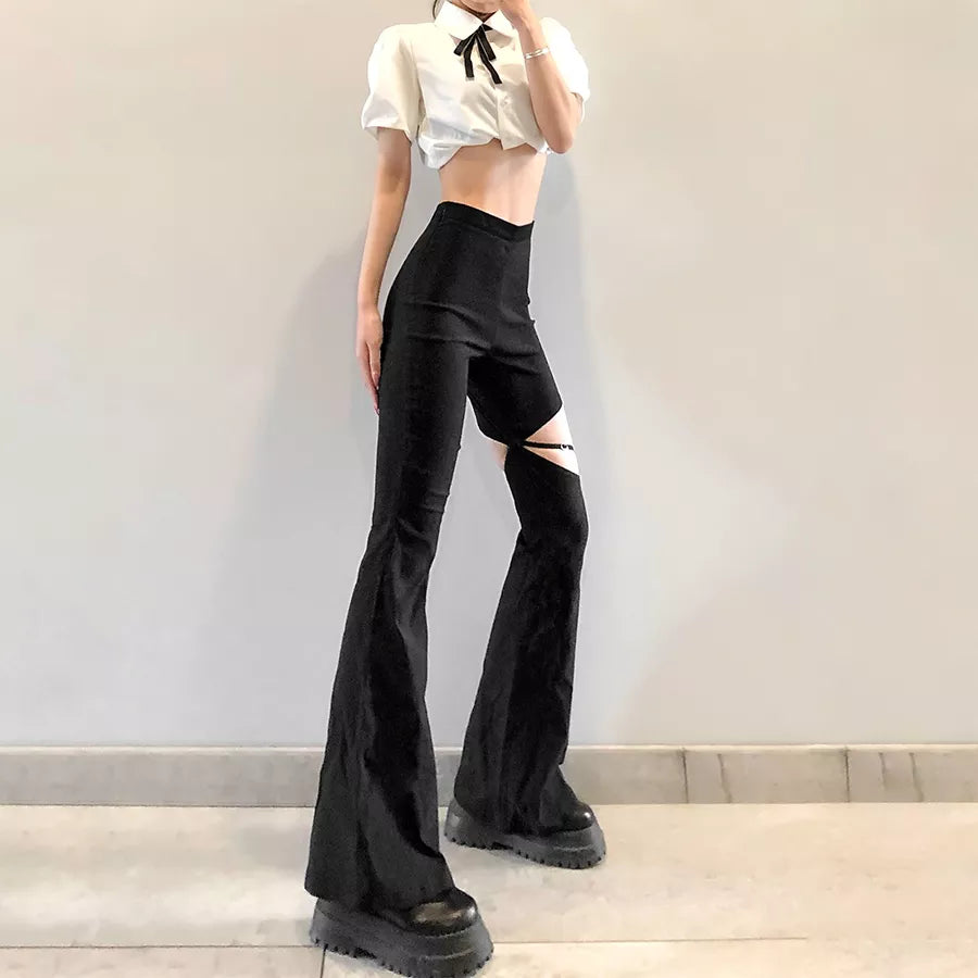 "Bing Bong" High Street Style High-Waist Flare Pants