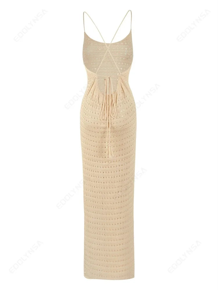 "June" Knitted Backless Bodycon Maxi Dress