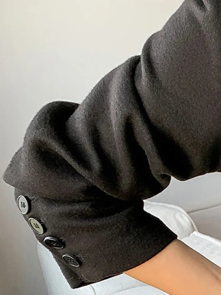 “Leona” Women’s Black Wool Designer Leather Jacket