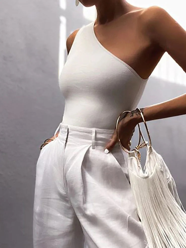 "Whisper My Name" Knitted One Shoulder Backless Tank Top