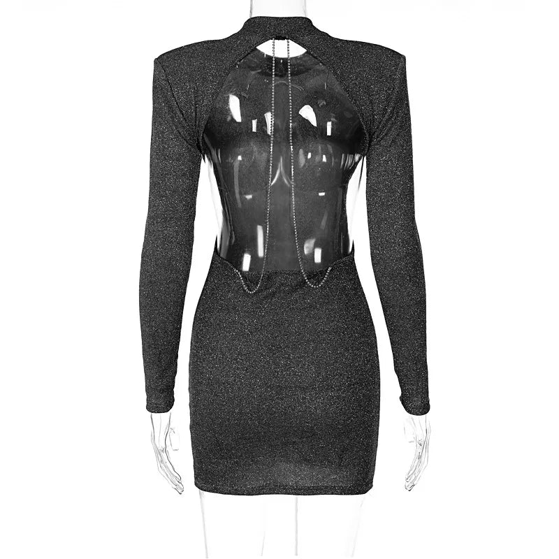 “Show biz” Sexy Backless Glitter Party Dress