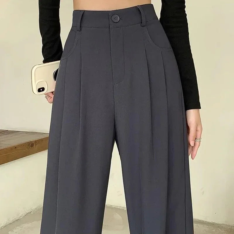 "Moments" Breathable Wide Leg High Waist Office Pants