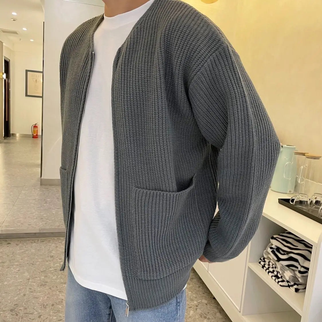 “Fall Antics” Men’s Knitted Oversized Designer Long Sleeve Sweater