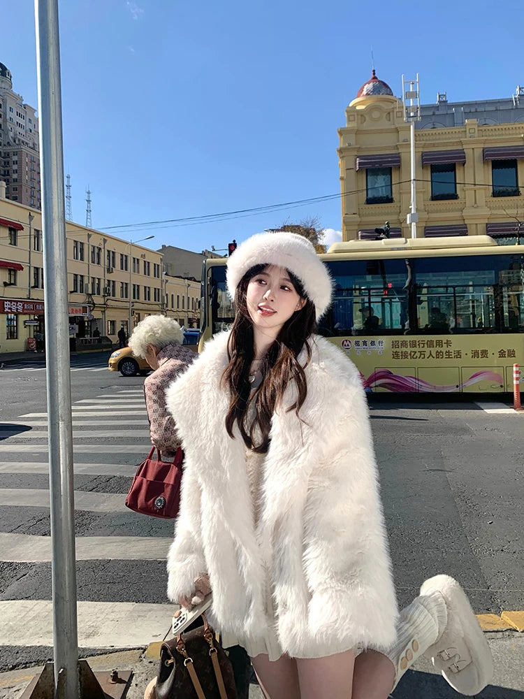 "Milan" Women's Designer Oversized Thick Fox Fur Coat