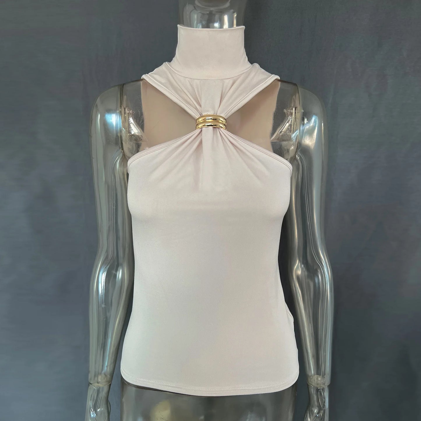 "Mrs. Banks" Women's Elegant Sleeveless Turtleneck Top