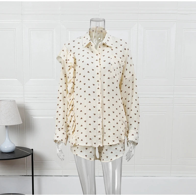 “Binded Lovers” Women’s Casual Long Sleeve 2 Piece Linen Outfit Set