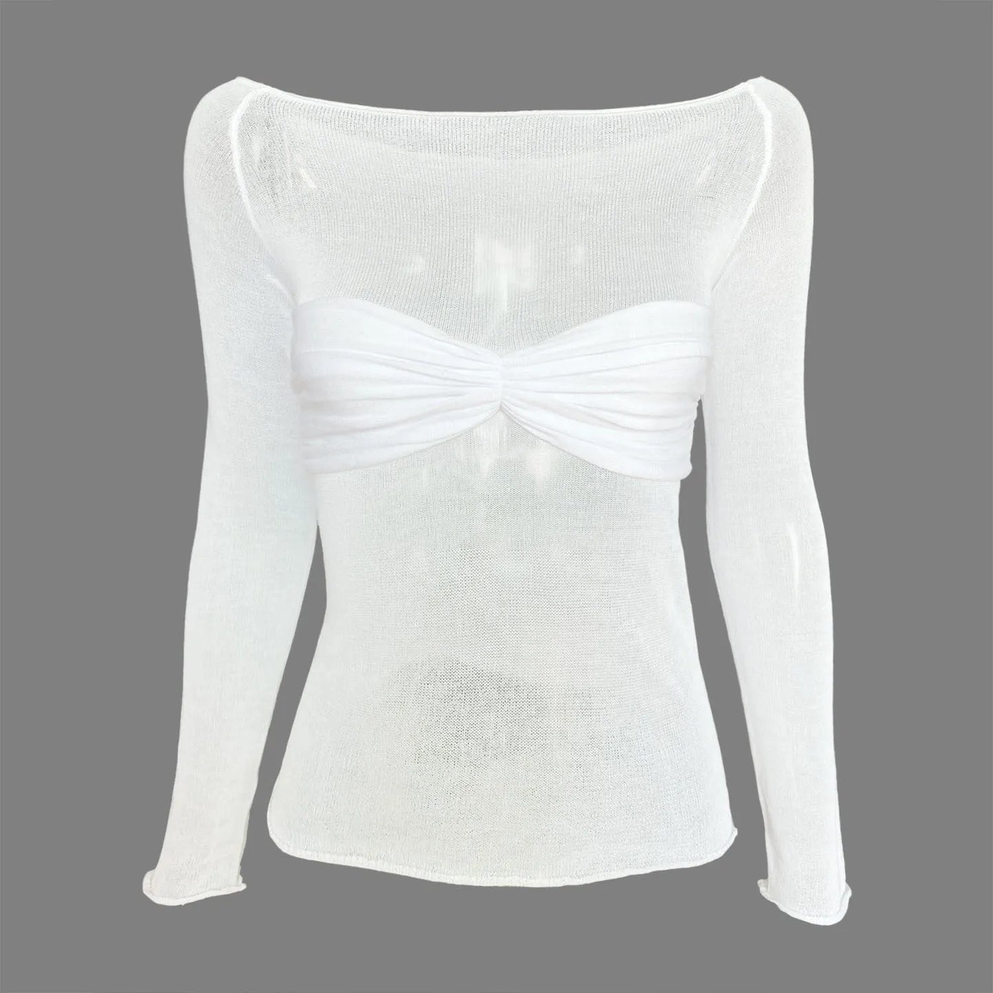 "Delta" Women's Mesh Off-Shoulder Long Sleeve Top