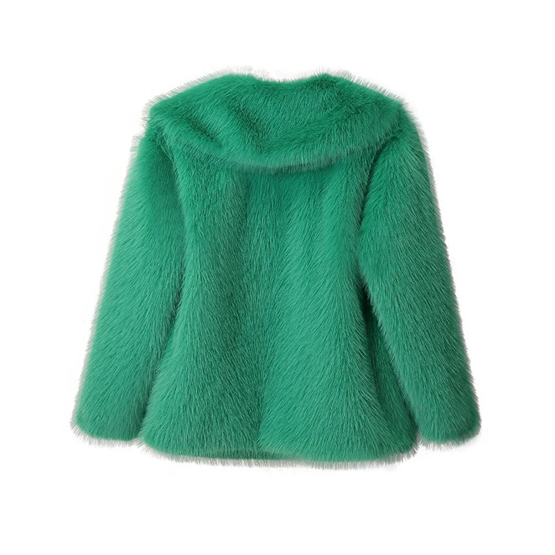 “Nepo Baby” Women’s Loose Oversized Fluffy Faux Fur Overcoat