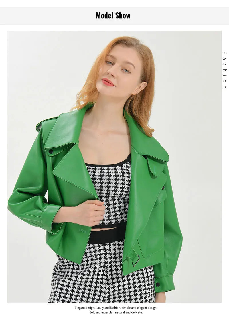 “Diamond” Women’s Sheepskin Designer Leather Jacket