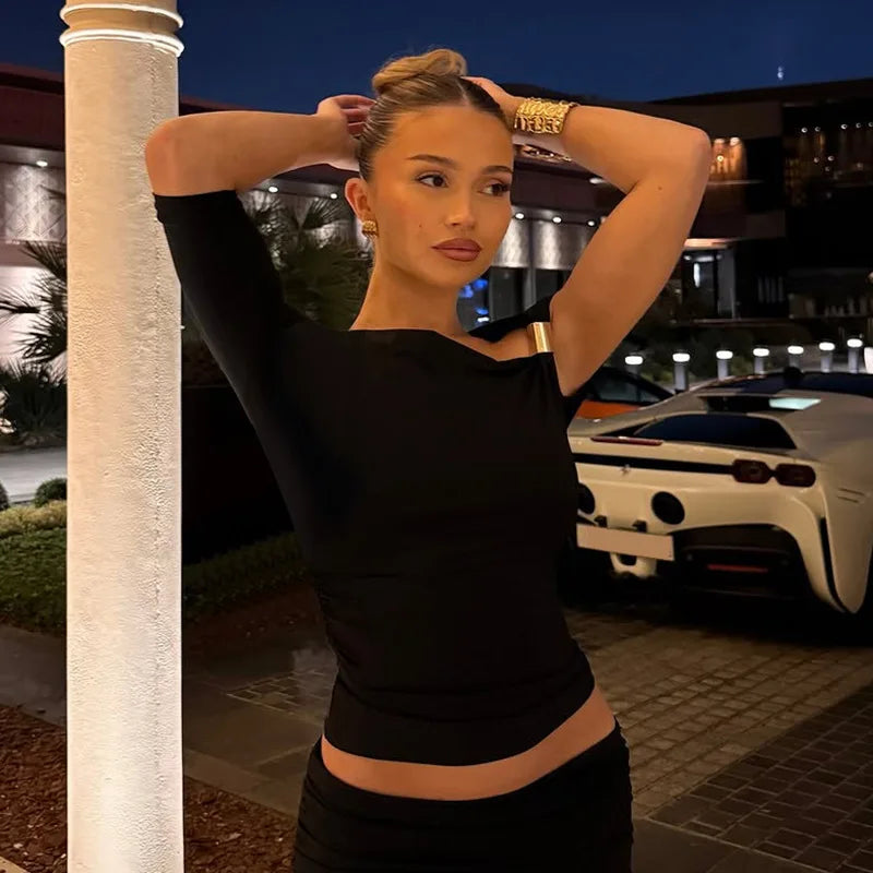 "Crazy In Love" Women's Backless Asymmetrical One Shoulder Crop Top