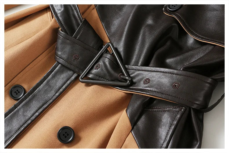”Volaire” Women’s Italian Leather Trench Coat