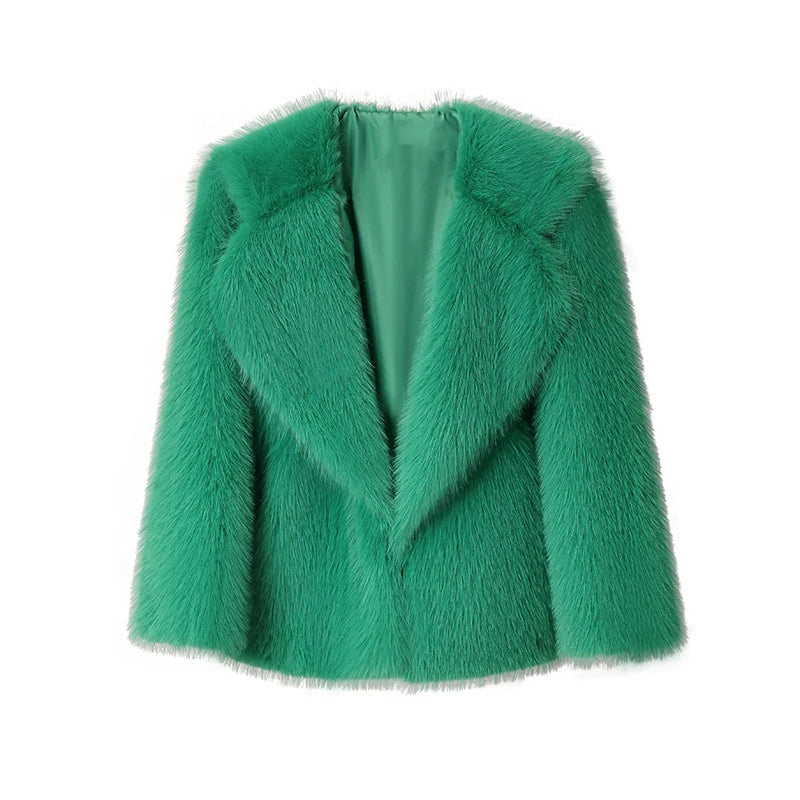 “Nepo Baby” Women’s Loose Oversized Fluffy Faux Fur Overcoat