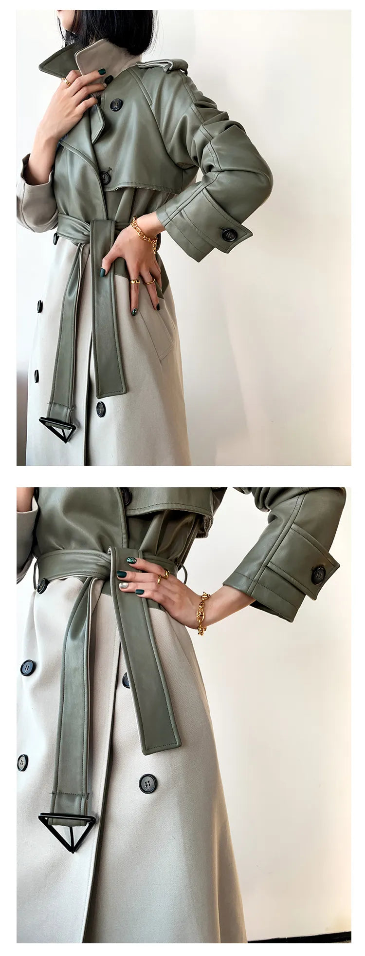 ”Volaire” Women’s Italian Leather Trench Coat