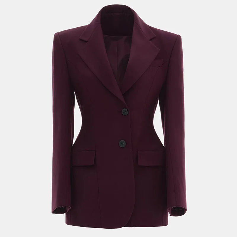 "Delevigne" Women's Single Breasted Cinched Waist Designer Suit Jacket