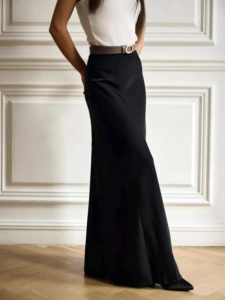 "Moda" Women's Satin High Waist Maxi Skirt