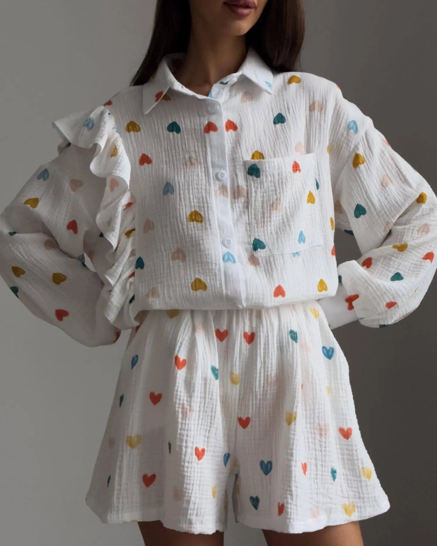 “Binded Lovers” Women’s Casual Long Sleeve 2 Piece Linen Outfit Set