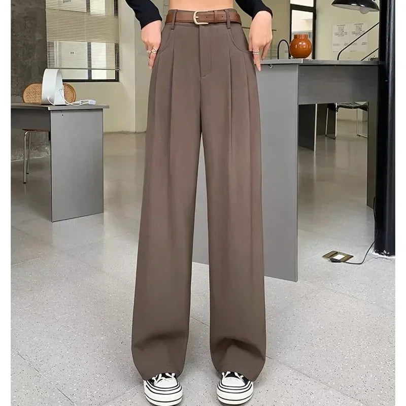 "Moments" Breathable Wide Leg High Waist Office Pants