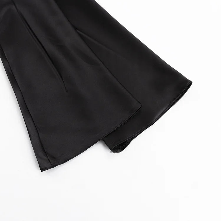 "Opera" Black Satin Bandage Maxi Dress