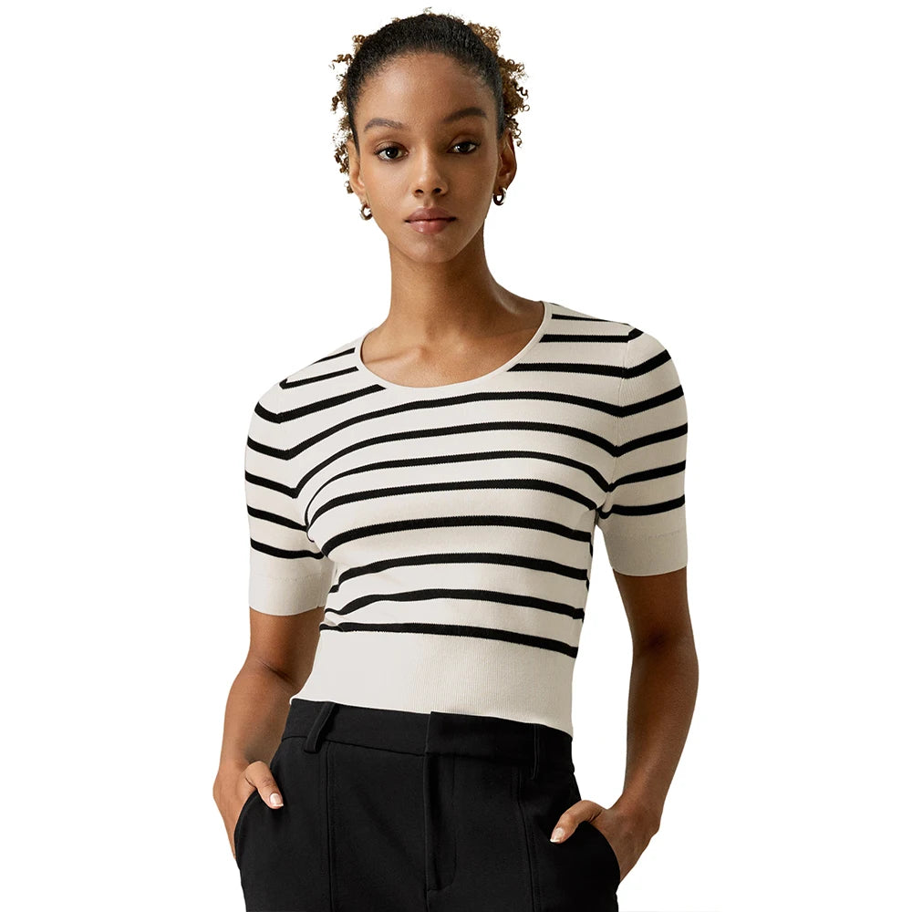 "England" Women's Silk Striped Knitted Crop Top